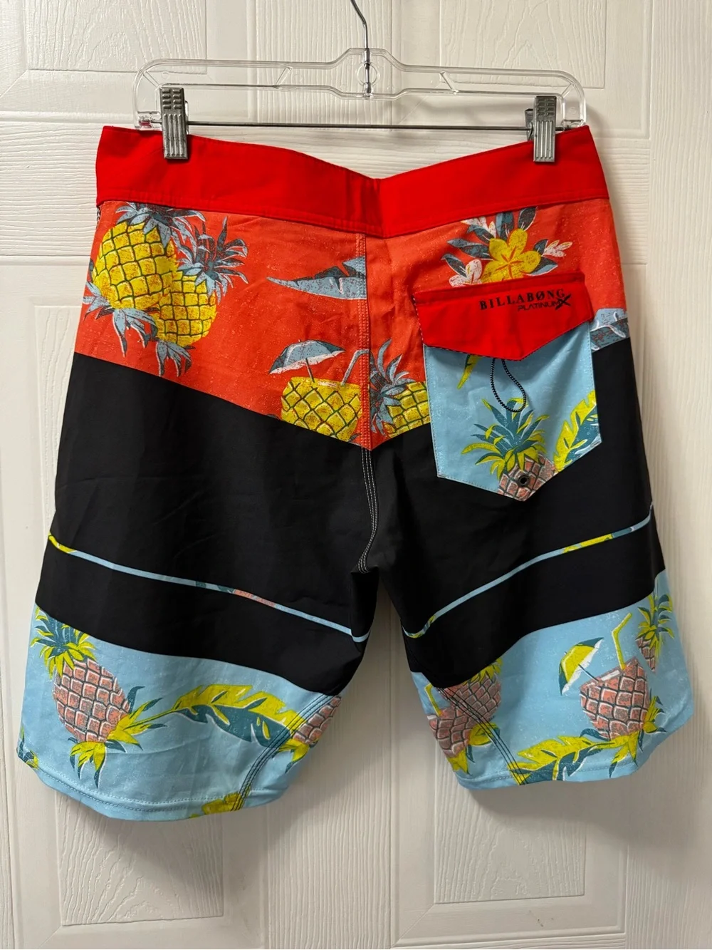 Billabong Men’s Red, Black & Light Blue Pineapple Board Shorts